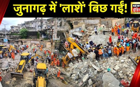 Gujarat Flood News: Junagadh में भारी बारिश के बाद गिरी दो मंजिला इमारत, 4 लोगों की दबकर मौत | News