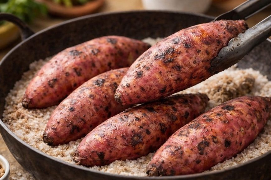 शकरकंद भूनने के लिए न कोयला चाहिए न अंगीठी, कड़ाही में बनेगी देसी भट्टी